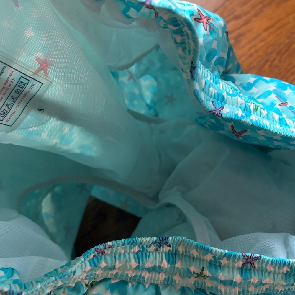 Boys MC2 Saint Barth Turquoise Star Pattern Swim Trunks - Picture 3 of 4